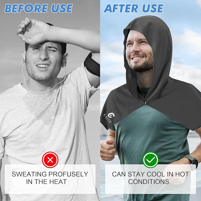 4 Pack Cooling Hoodie Towels for Neck and Face, UPF 50 Sun Protection & Instant - Image 4