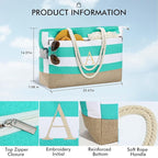 YOOLIFE Large Initial Beach Bag Waterproof Tote Zipper Bag Personalized Gifts - Image 3