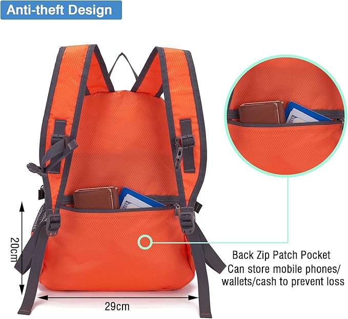 YZAOLL Small Lightweight Packable Hiking Backpack, 20L Hiking Backpack Day Pack - Image 3