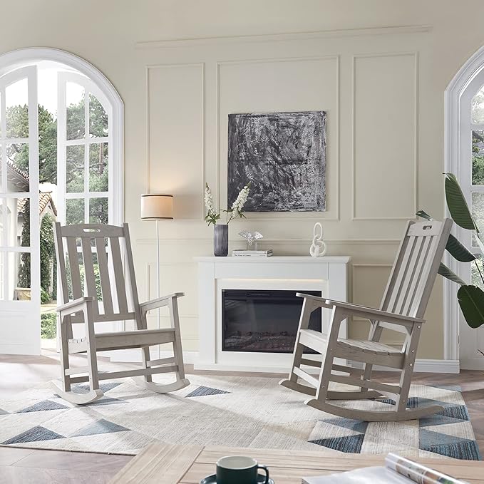 Psilvam Oversized Outdoor Rocking Chair, - Image 7