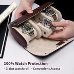 MOZSLY Watch Roll Travel Case 3 Slots Portable Watches Box Organizer Storage - Image 3