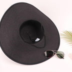 DRESHOW Beach Hats for Women Big Straw Wide Brim Summer Hat Floppy Foldable - Image 6