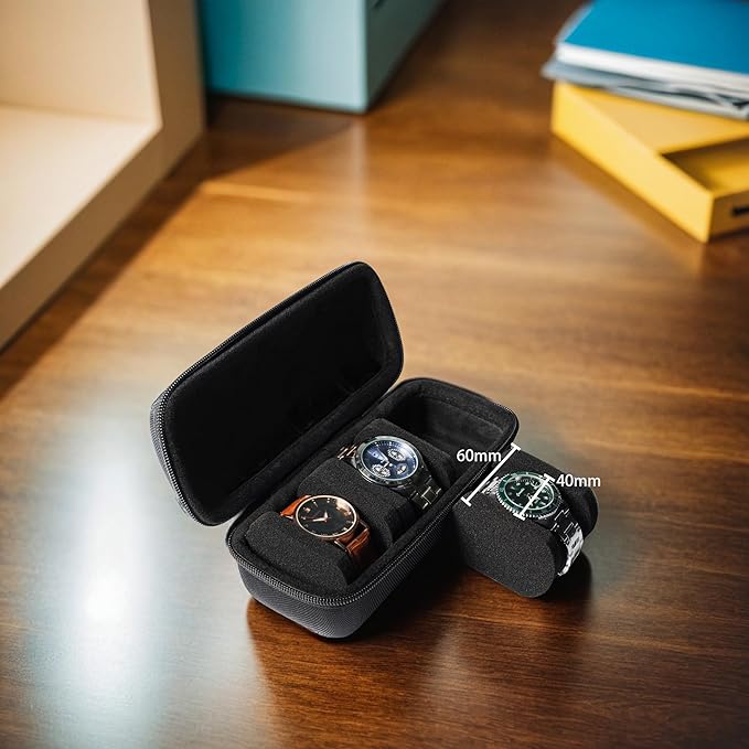3 Slot Hard Watch Travel Case, Watch Roll Case Storage and Organizer - Image 3