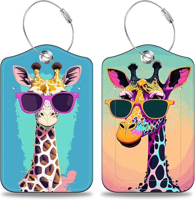2 Pcs Giraffe in Sunglasses Luggage Tags by Unknown