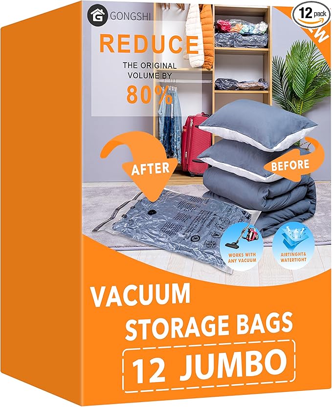 Vacuum Storage Bags Jumbo, Plastic Packaging Bags, Space Saver Sealer by GONGSHI