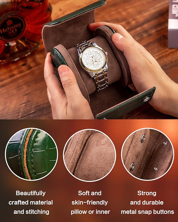 MR.OKAY Single Watch Travel Case-Classic Leather Watch Case - Image 4