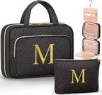 Personalized Gifts for Women, Initial Toiletry Bag Hanging Travel Organizer & by Qinline