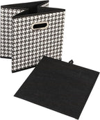 Household Essentials Fabric Storage Bins 6 Piece Set, Houndstooth White and - Image 3