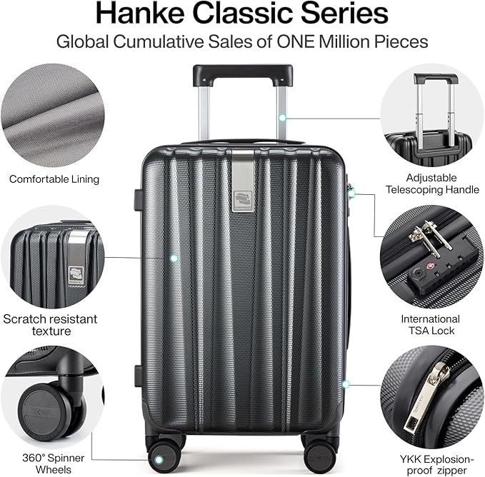 Hanke Luggage Sets 3 piece Carry On Luggage - Image 3