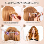 Obeoby 4 Sizes Hair Rollers for Women, 50 Pcs Set Hair Curlers with Clips Comb Curlers for Long Short Curly Hair and Bangs (25, 36, 48, 60mm), Pink Purple