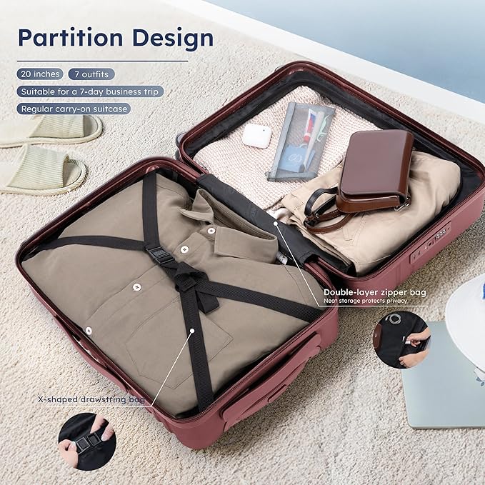 ALPHA CAMP 20-inch Carry On Luggage Airline Approved - Image 6