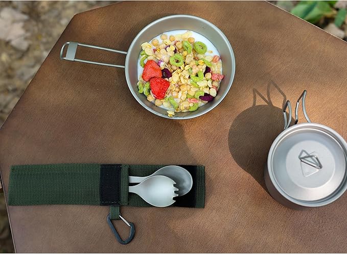 SANTTA Titanium Camping Utensil Set, Titanium Spork, Spoon Fork & Bottle Opener - Image 5