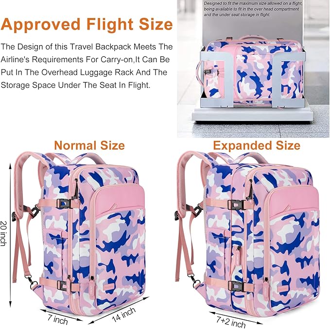 Travel Backpack 42L Carry on Backpack Flight Approved Expandable Travel - Image 2