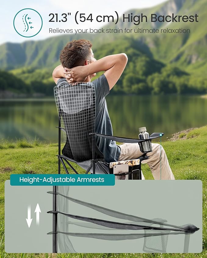 SONGMICS Breathable Camping Chairs, Foldable Outdoor Chairs Set of 2, High Back - Image 5