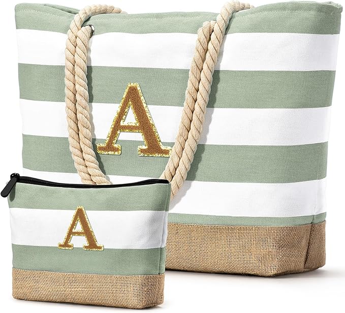 Becokan Beach Bag Initial Beach Tote by BecokanBeachBagSpecialist