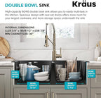 KRAUS Forteza 33-inch Drop In/Undermount 60/40 Double Bowl Granite Kitchen Sink - Image 3