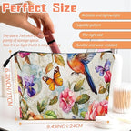 Cosmetic Bags Travel Makeup Toilet Case Waterproof Pouch for Women Girls 6.7X9.45inches - Whimsical Flower - Bird - Butterfly World