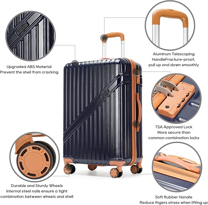 GinzaTravel Luggage Sets 3-Piece Expandable Suitcases - Image 9