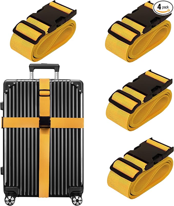 Luggage Straps for Suitcases TSA Approved Travel Belt 4 Pack by Chelmon by Chelmon