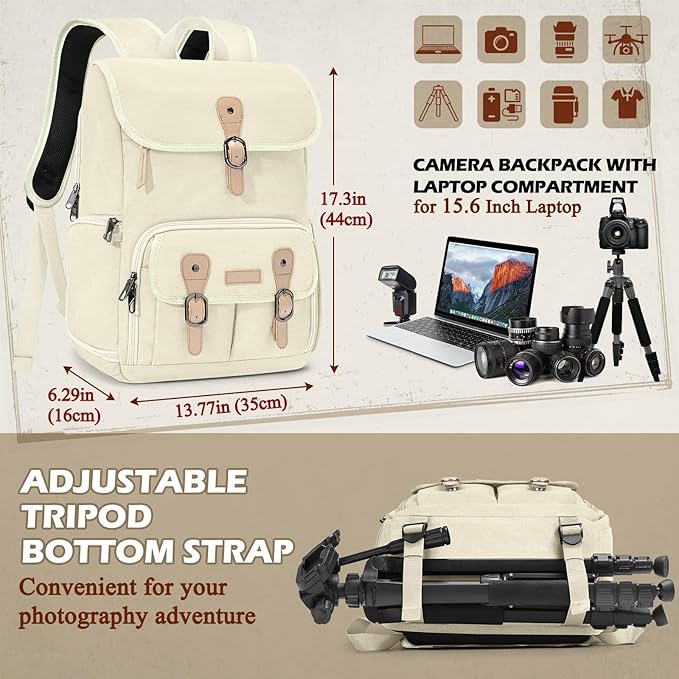 RAINSMORE Camera Bag Backpack for DSLR/SLR Mirrorless 15.6 Inch Laptop Camera - Image 5