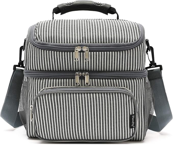 FlowFly Double Layer Cooler Insulated Lunch Bag Adult Lunch Box Large Tote Bag - Image 7