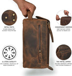 LEATHER VILLAGE Premium Leather Travel Toiletry Bag - Image 2