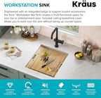 KRAUS Kore 17-Inch Undermount Workstation 16 Gauge Single Bowl Stainless Steel - Image 3