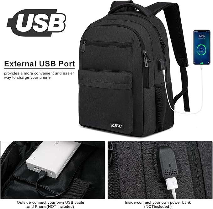 School Backpack for Teen Boys 15.6 Inch, USB Charging Port & Anti-Theft Water - Image 3