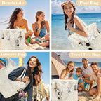 LEDAOU Beach Bag Waterproof Sandproof Women Tote Bag Pool Bag - Image 2