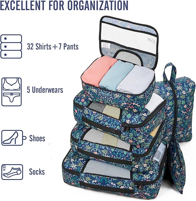 Veken 8 Set Packing Cubes for Travel Essentials, Suitcase Organizer Bags in 4 - Image 5