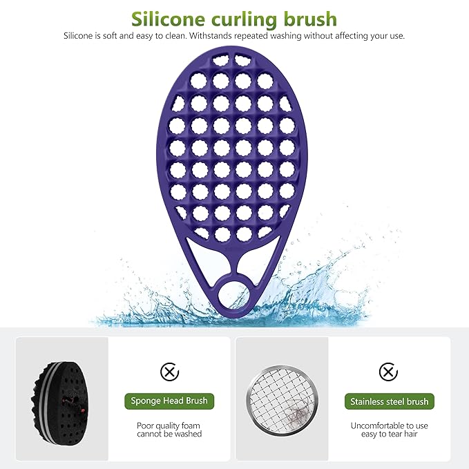 KOUPA Magic Silicone Curly Hair Brush, One Piece Twist Curl Comb for Afro Curls, Washable Hair Tool for Men Women, Purple, 1 Piece