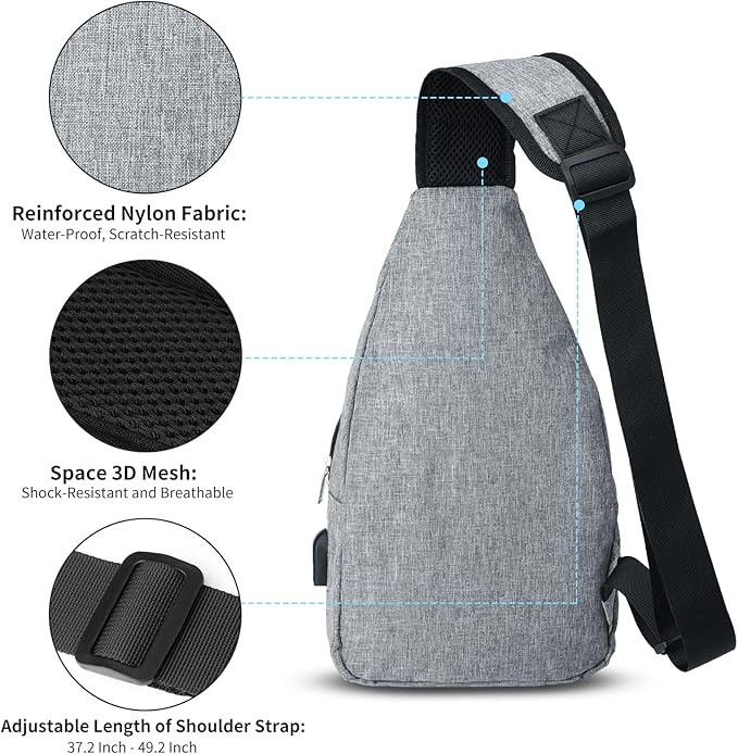 AMJ Crossbody Sling Bag Men Women, Casual Shoulder Backpack, Chest Daypack - Image 4