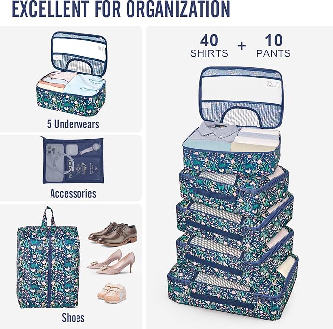 Veken 10 Set Packing Cubes for Travel Essential, Suitcase Organizer Bags in 4 - Image 5