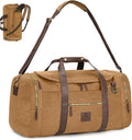 Vintage Canvas Duffle Bag, 50L Genuine Leather Travel Duffel Backpack by DensataTravelBag