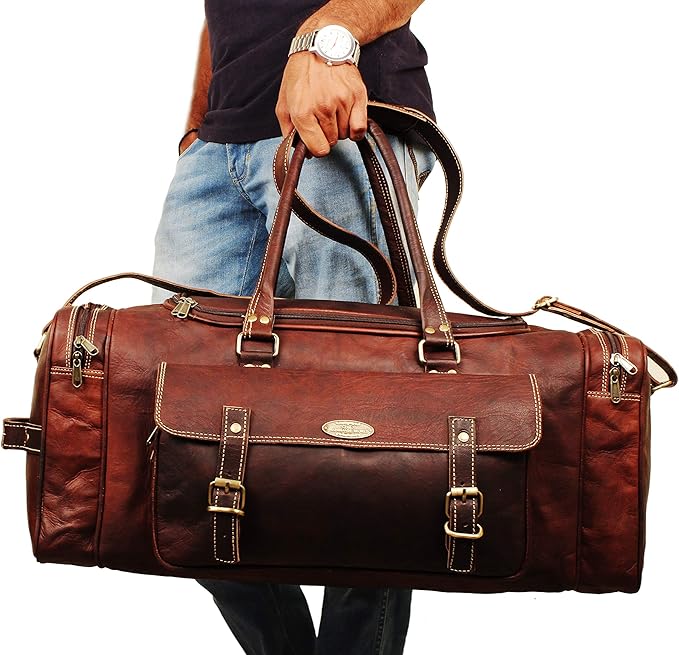 Men’s Gym Sports Overnight Weekender Bag Leather Travel Bags - Image 4