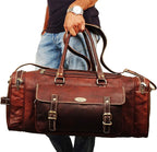 Men’s Gym Sports Overnight Weekender Bag Leather Travel Bags - Image 4