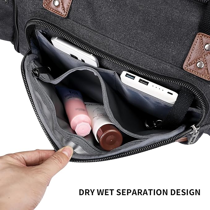 WITZMAN Mens Duffle Bags for Traveling Canvas Weekender Travel Bag Expandable - Image 5