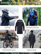 COOFANDY Men's Long Raincoat Ligtweight Rain Jacket Waterproof Outdoor Jackets - Image 4