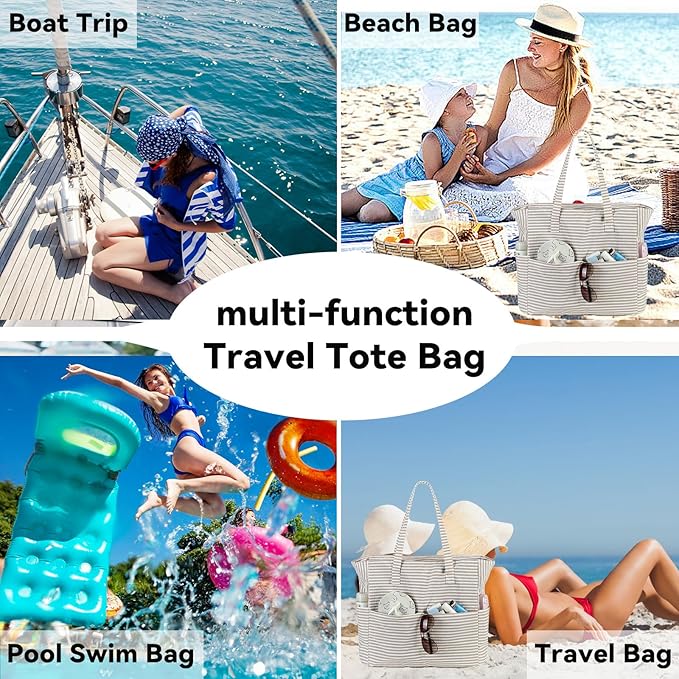 LEDAOU Beach Bag Waterproof Sandproof Women Tote Bag Pool Bag - Image 7
