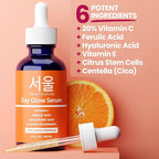 SeoulCeuticals Large 2oz Korean 20% Vitamin C Hyaluronic Acid Serum + CE Ferulic Acid - Potent Anti Aging Vit C, Anti Wrinkle K Beauty Skincare (Pack of 2)