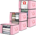 Fab totes 6 Pack Clothes Storage, Foldable Thick Fabric Blanket Storage Bags by Fabtotes