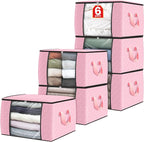 Fab totes 6 Pack Clothes Storage, Foldable Thick Fabric Blanket Storage Bags by Fabtotes