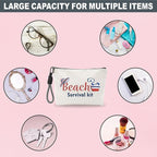 Funny Make Up Bag For Woman, Cosmetic Bag With Hand Strap- Beach Survival Kit - Lined Toiletry Bag - Retro Summer Theme Pouch, Girl Organizer With Zipper, Women Essentials & Accessories - B05