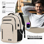 Beige Backpack for Men Women, School Backpack for Boys Girls Teens, 15.6 Inch - Image 4
