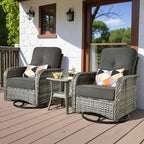 HOOOWOOO Patio Furniture Set, 3 Pieces Outdoor Conversation Set, All Weather by DesignforBetterLife