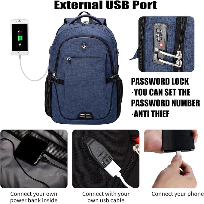 SHRRADOO Anti Theft Laptop Backpack Travel Backpacks - Image 2