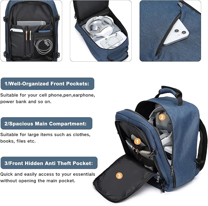 Kono Carry on Backpack, Waterproof Lightweight Daypack - Image 3