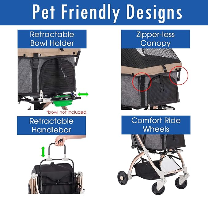 HPZ-PR America Pet Rover Lite Premium Light-Weight Dog/Cat/Pet Stroller Travel - Image 4