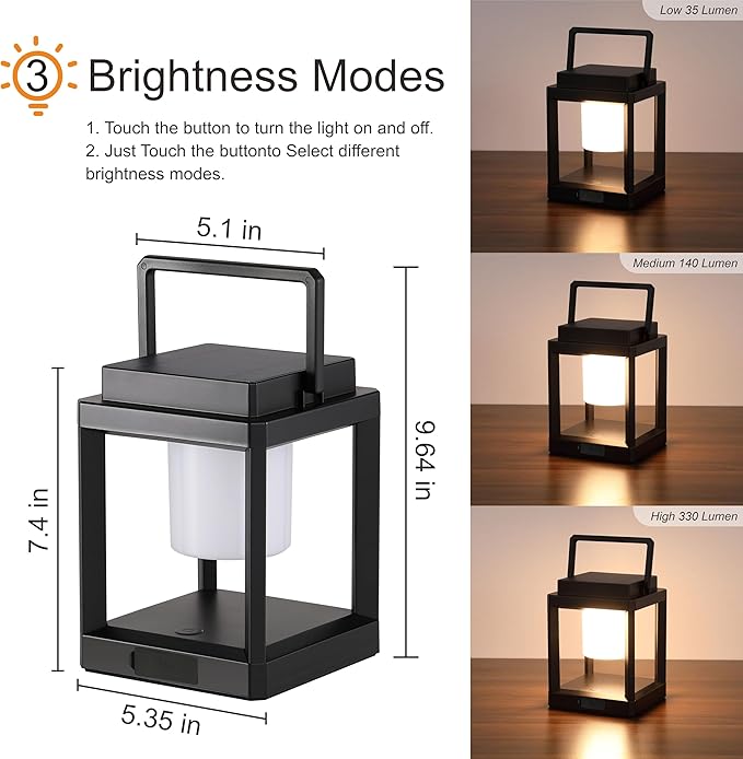 LETRY Outdoor Table Lamp, Brightness LED Nightstand Lantern, Portable - Image 2