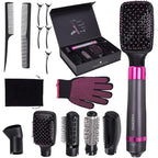 5 in 1 Hair Dryer Brush, Negative Ion Electric Hot Air Blow Dryer Brush Comb (black-red)